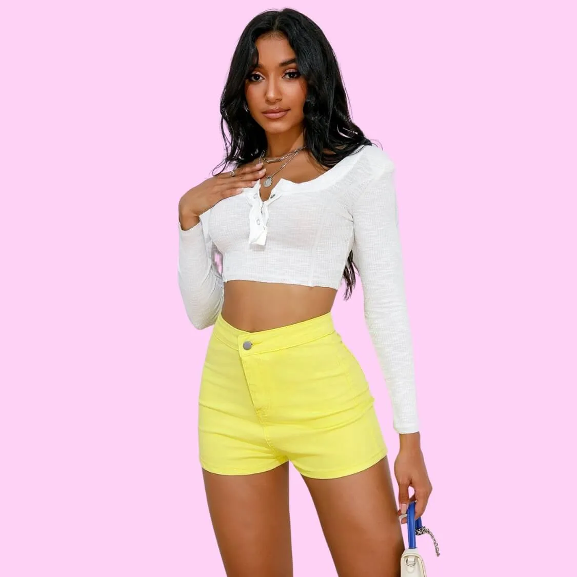 Yellow Denim Shorts