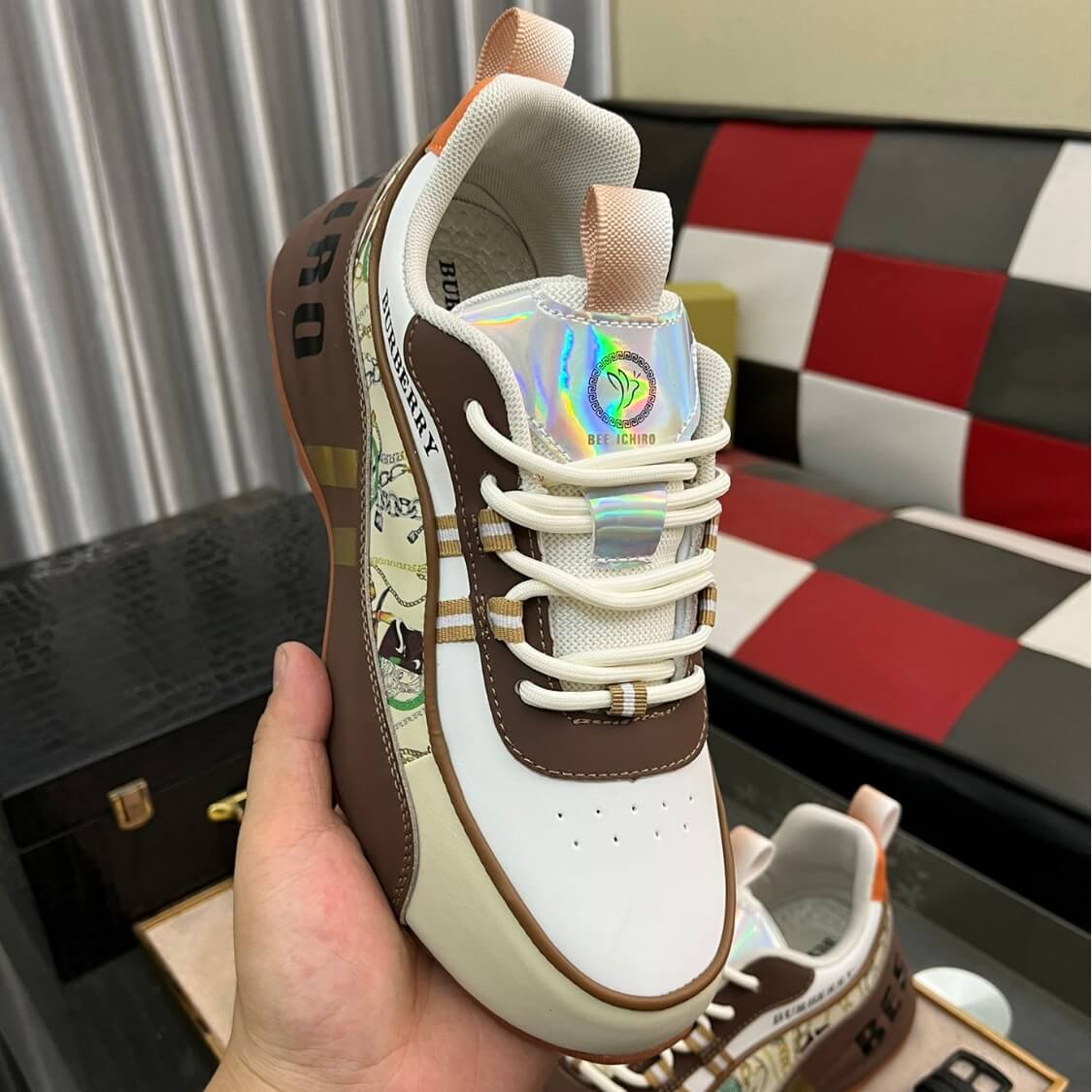 Brown Monogram Logo Sneakers