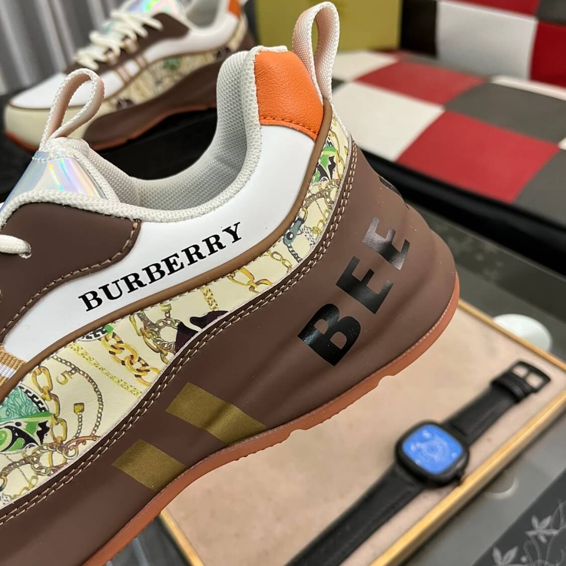 Brown Monogram Logo Sneakers