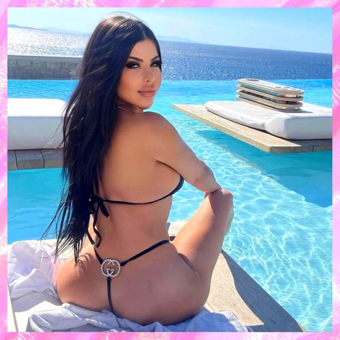 Crystal Charm Back Thong Bikini