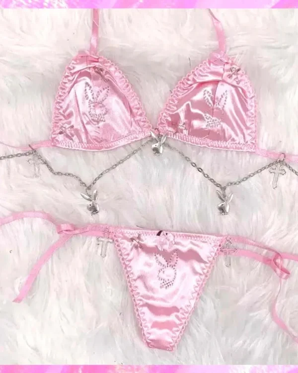 Crystal Charm Bunny Beach Party Thong Bikini