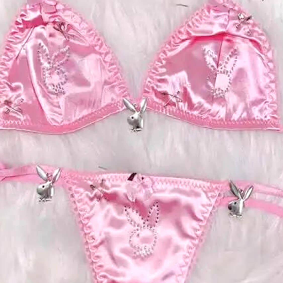 Satin Charm Bunny Beach Party Thong Bikini 