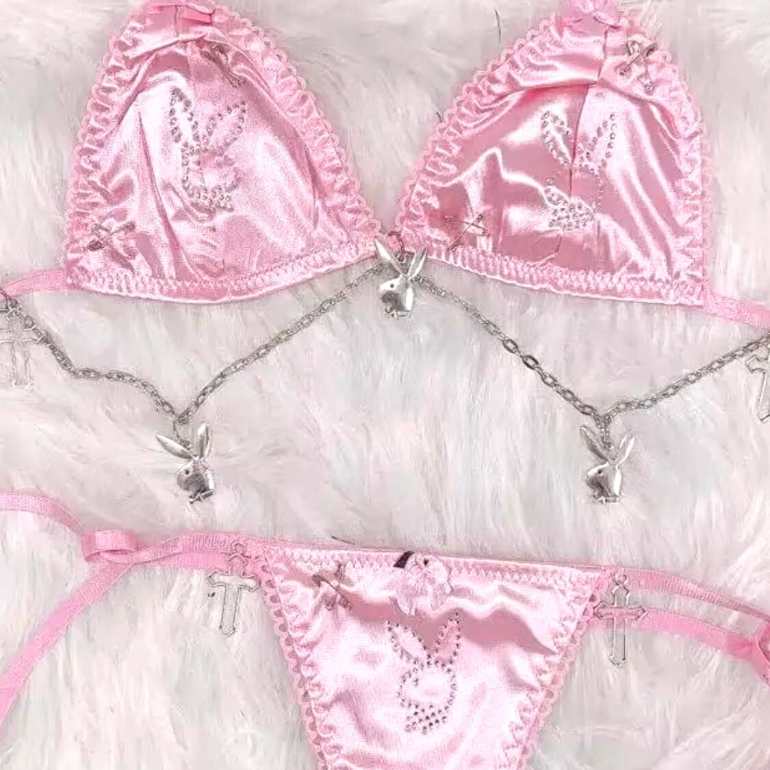 Crystal Charm Bunny Beach Party Thong Bikini 