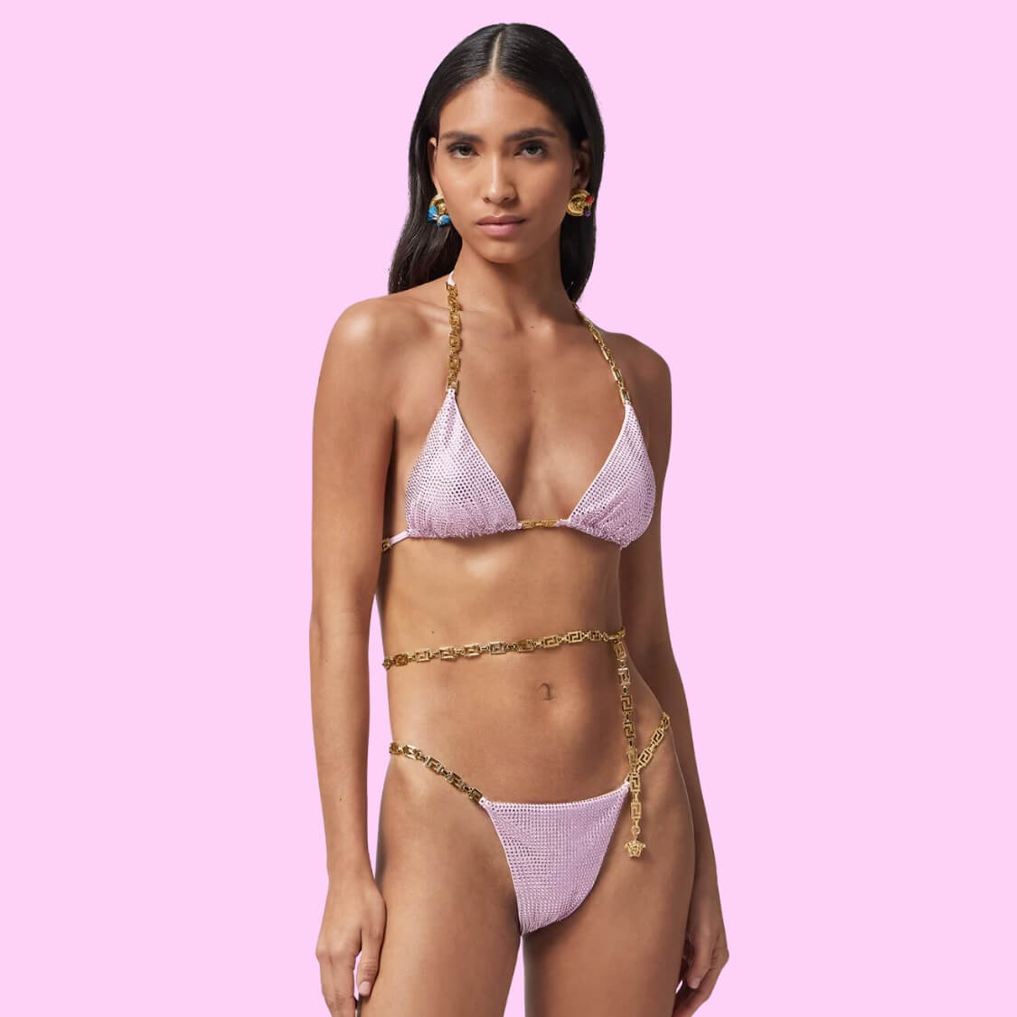 Glitter Greca Chain Bikini 