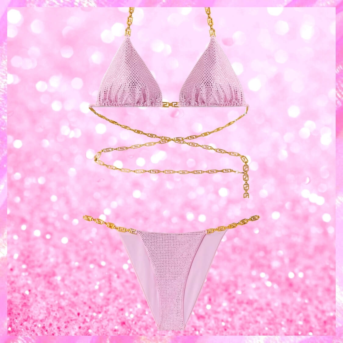 Glitter Greca Chain Bikini 