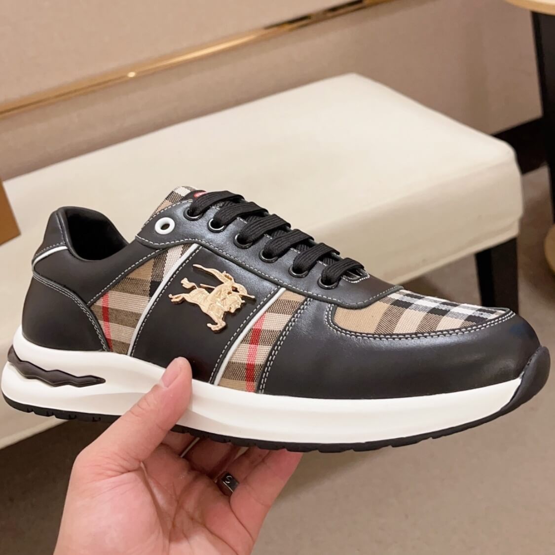 Gold Charm Plaid Sneakers 