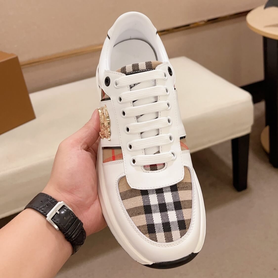 Gold Charm Plaid Sneakers 