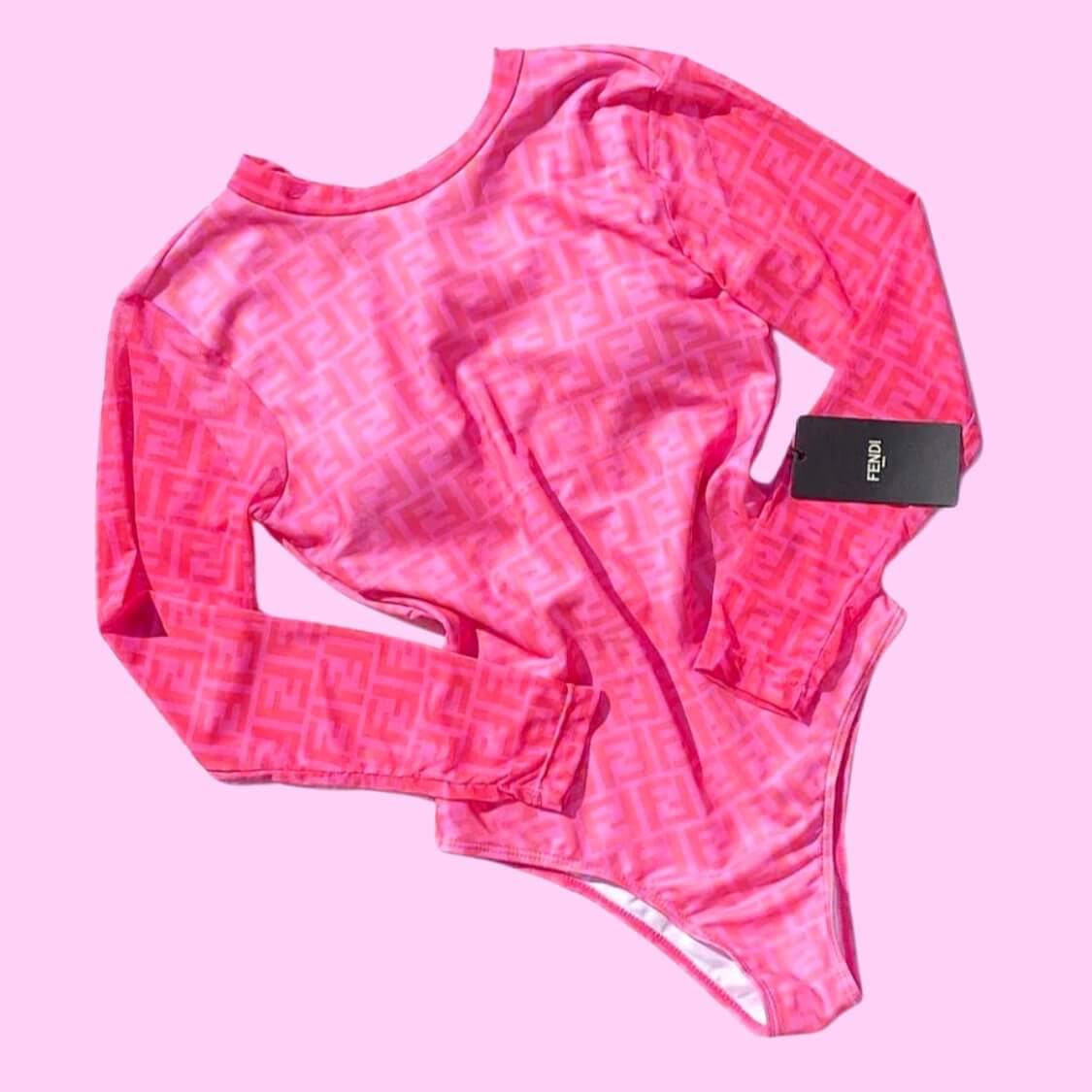 Swirl FF Long Sheer Sleeve Backless Bodysuit