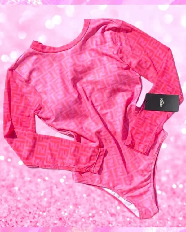Swirl FF Long Sheer Sleeve Backless Bodysuit
