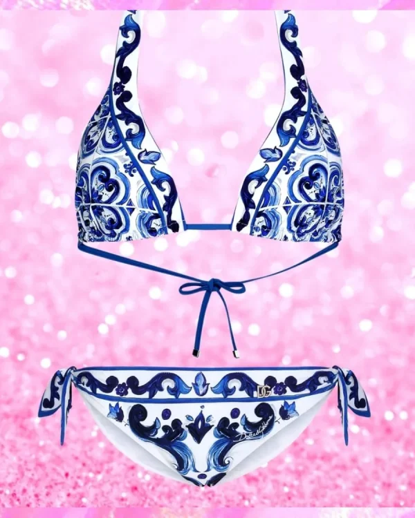 Halter Majolica-Print Balconette Bikini
