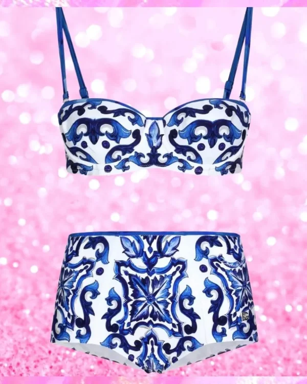 Majolica-Print Balconette Bikini