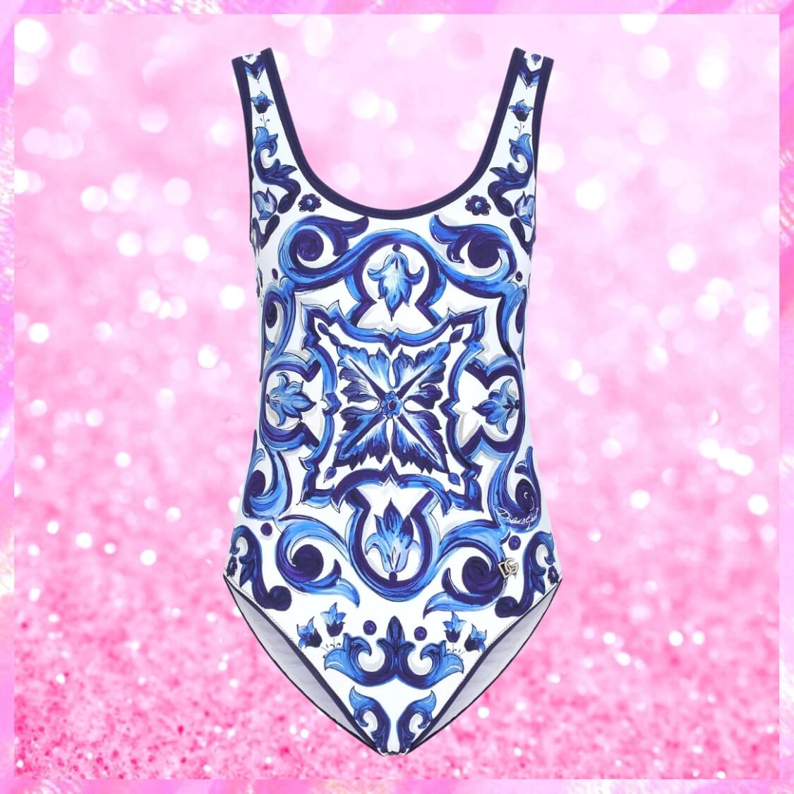 Majolica-Print Balconette Racing Swimsuit 