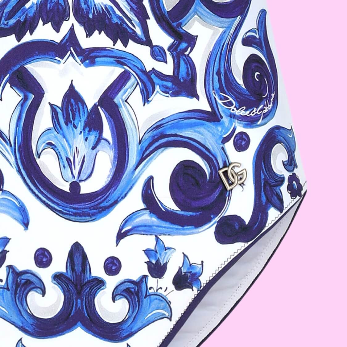 Majolica-Print Balconette Racing Swimsuit 