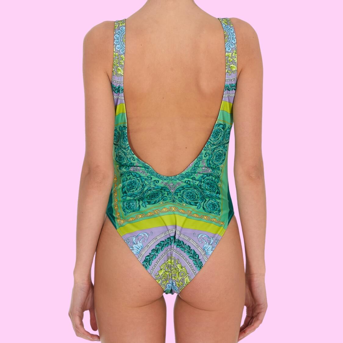 One-Piece Swimsuit With Medusa Print