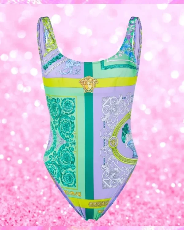 One-Piece Swimsuit With Medusa Print