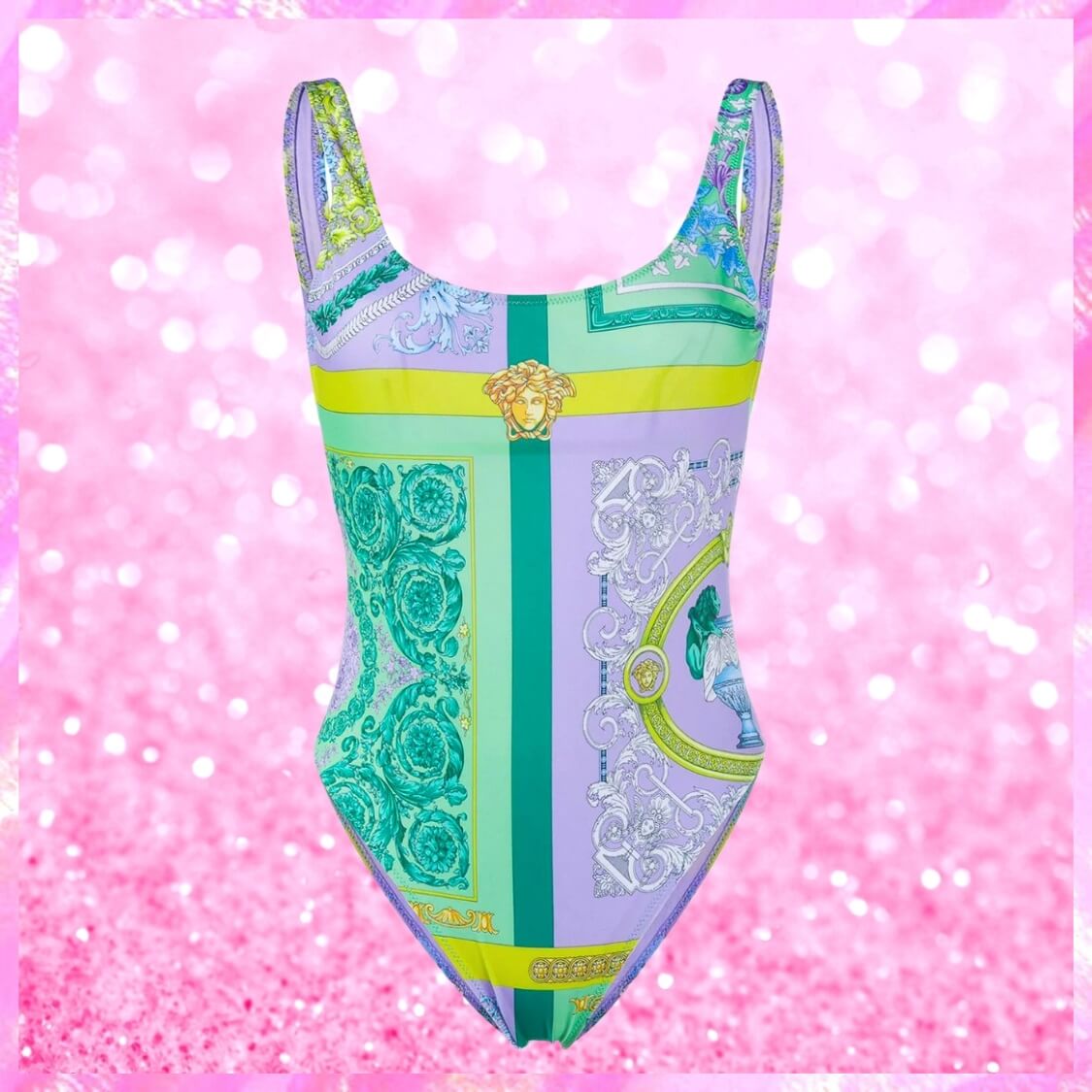 One-Piece Swimsuit With Medusa Print