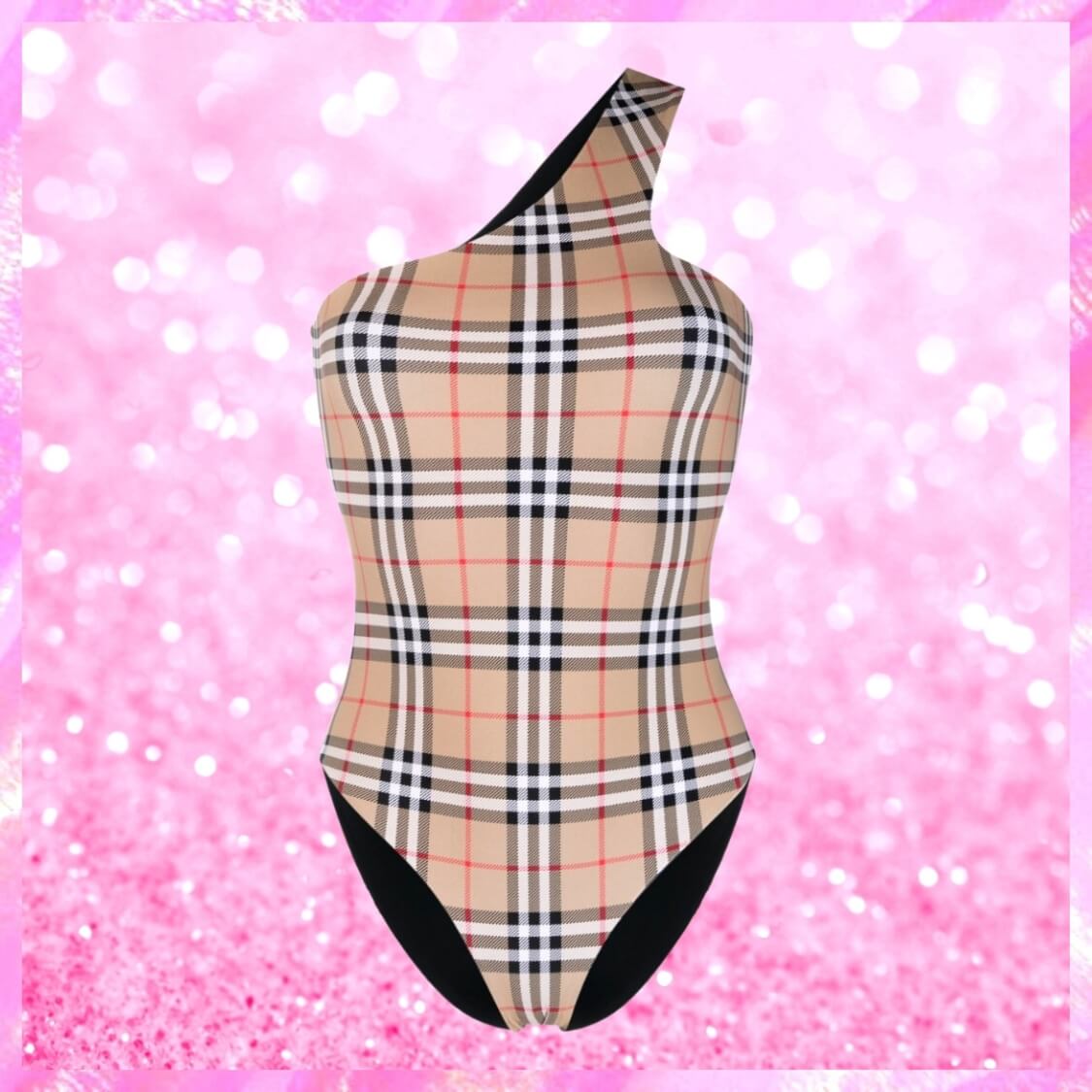One shoulder Plaid Swimsuit 