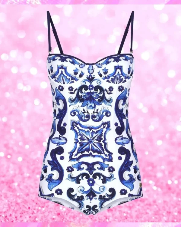 Push Up Majolica-Print Balconette Swimsuit