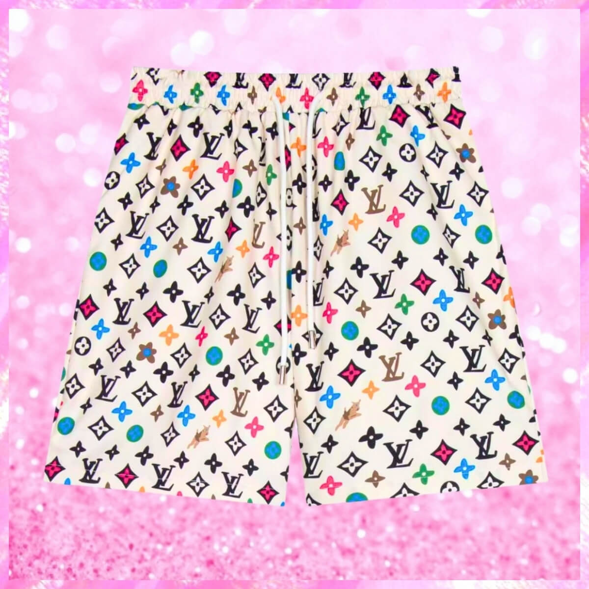Designer Colorful LV Logo Swim Shorts