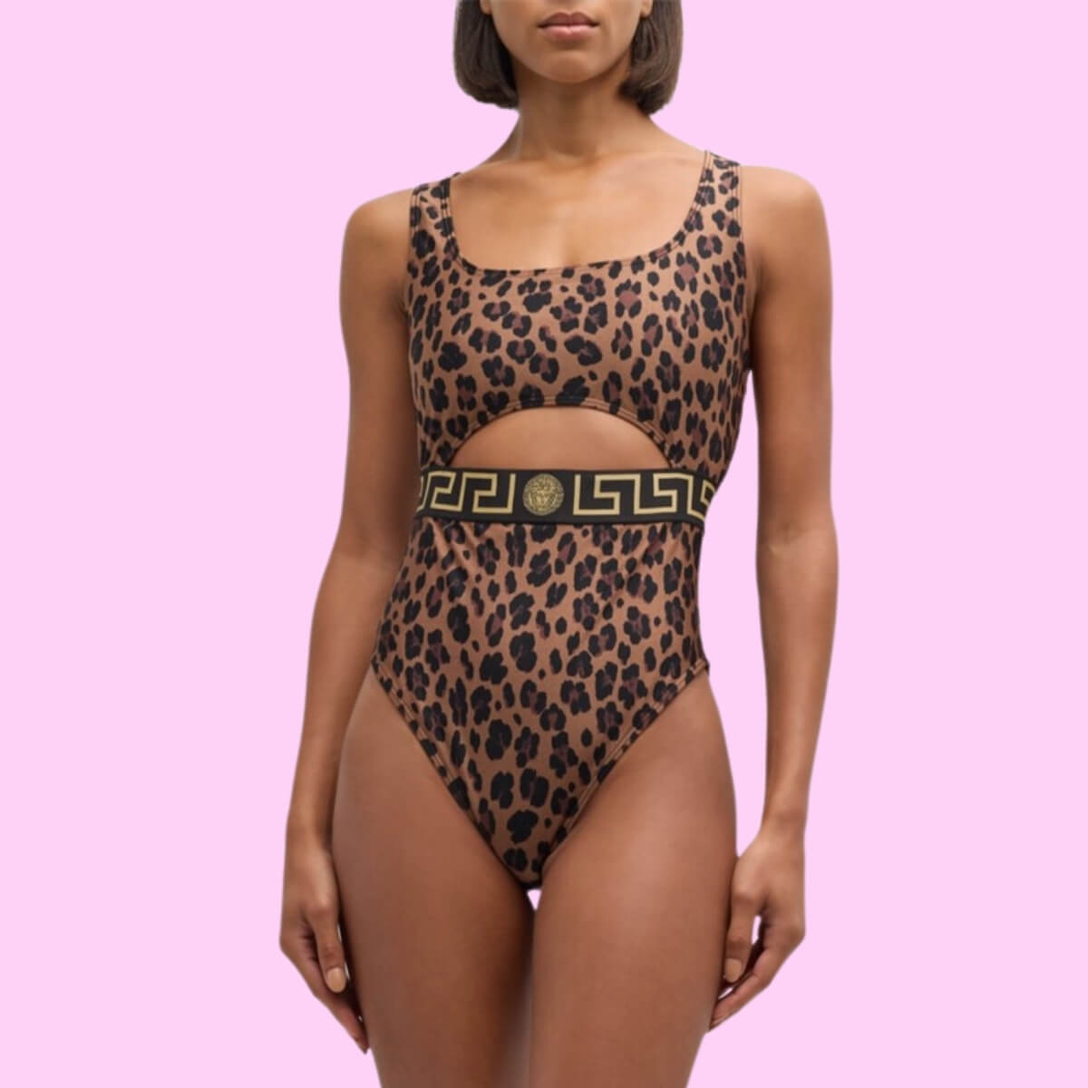 Designer Greca Border One-Piece Swimsuit