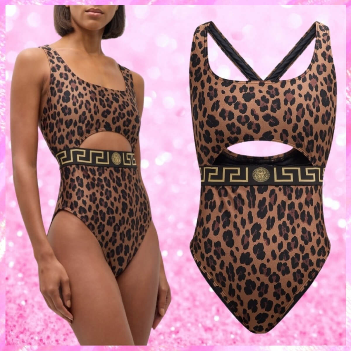 Designer Greca Border One-Piece Swimsuit