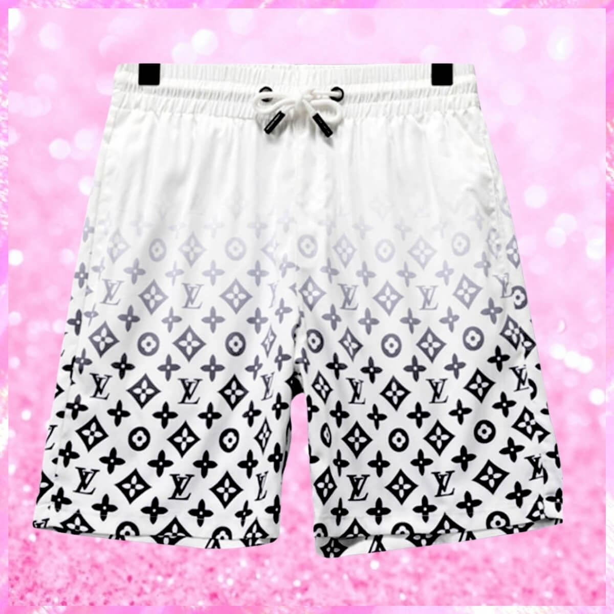 Designer Logo Swim Shorts In White Ombre'