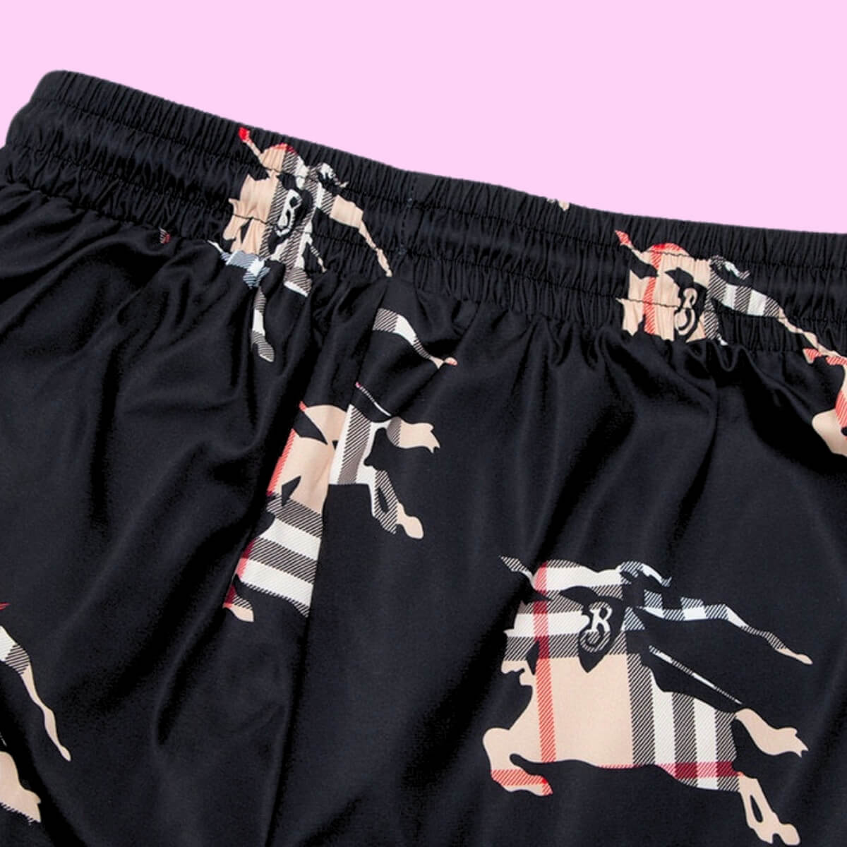 Designer Plaid Logo Swim Shorts In Black