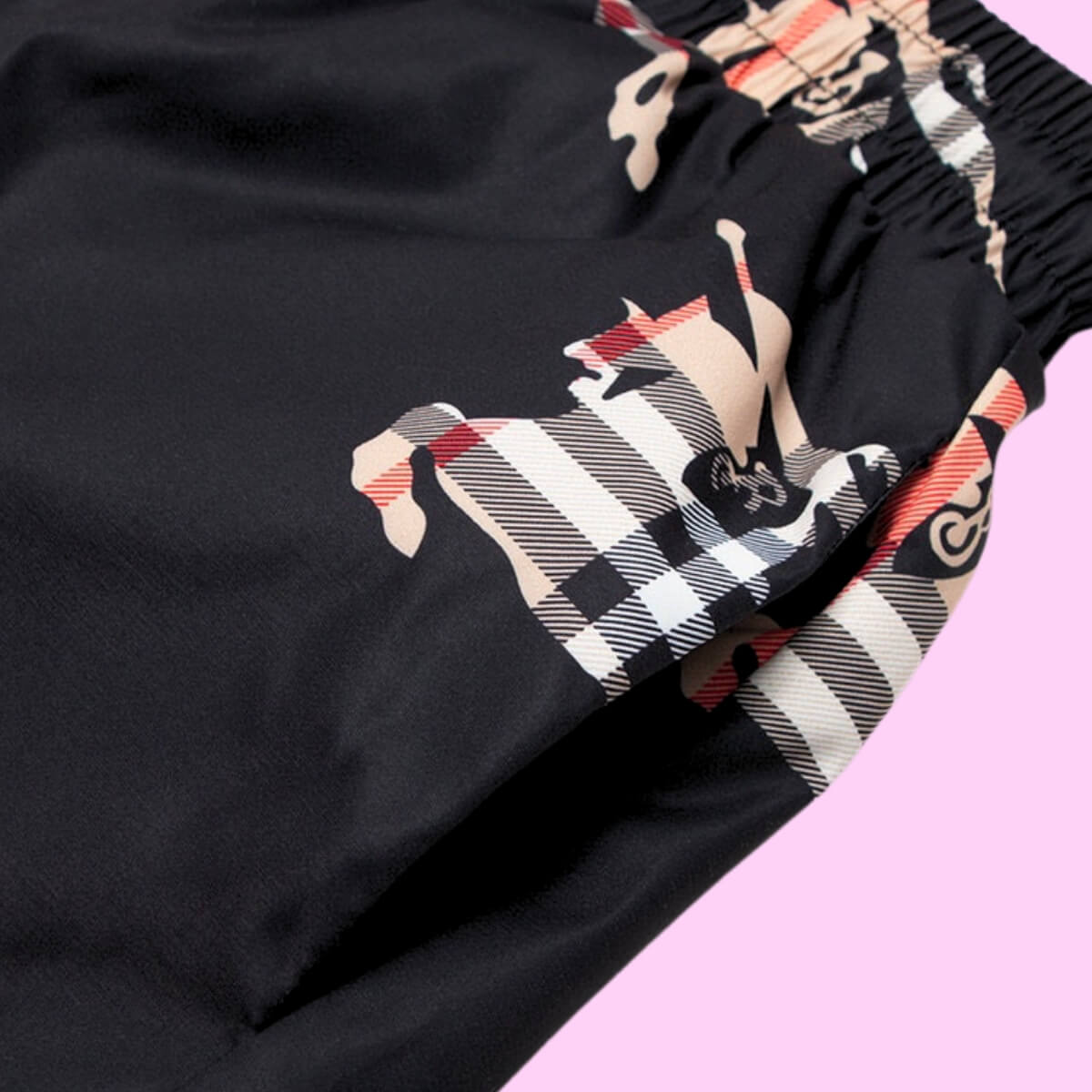 Designer Plaid Logo Swim Shorts In Black