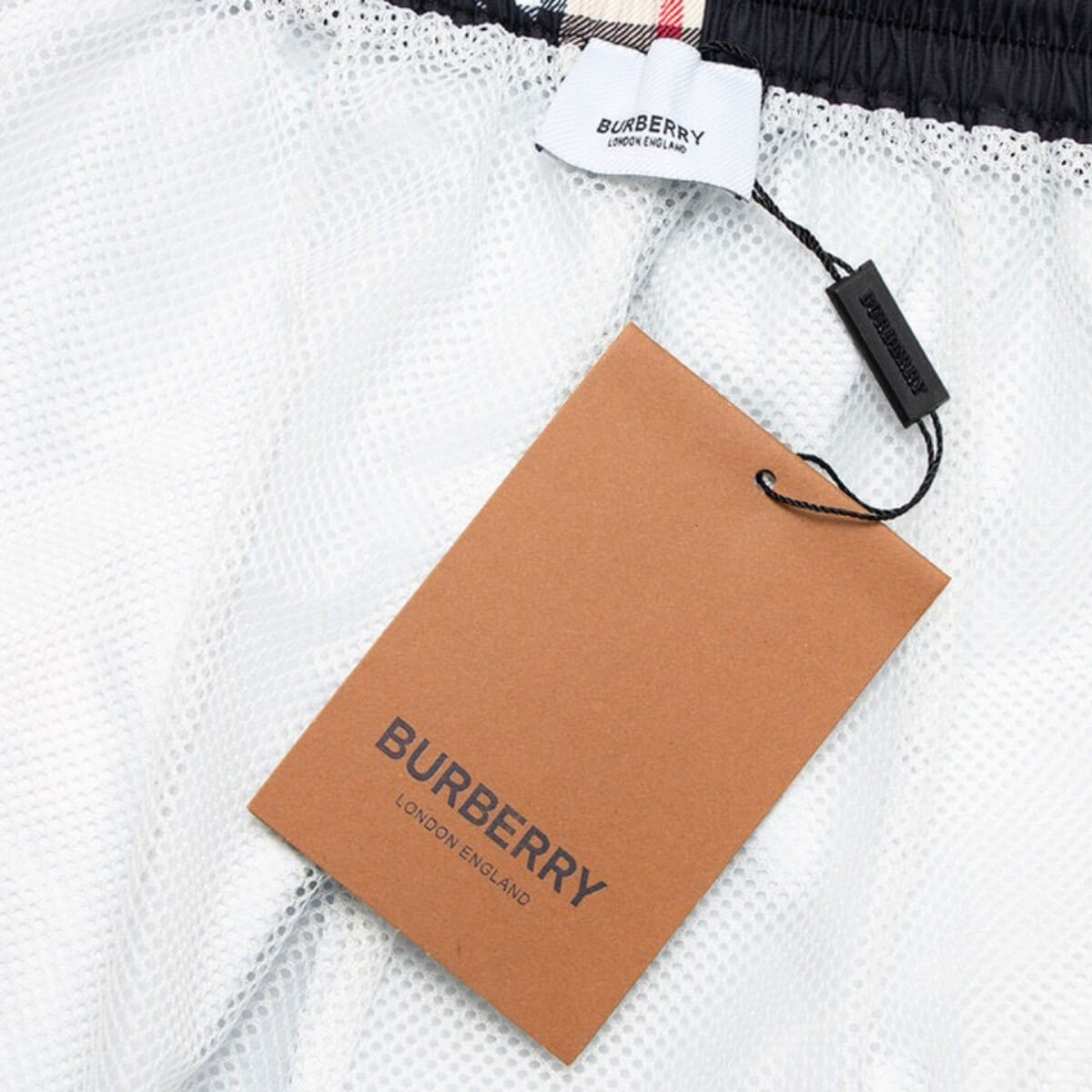 Designer Plaid Logo Swim Shorts In Black