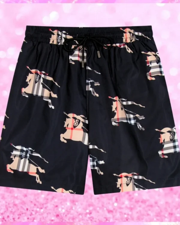 Designer Plaid Logo Swim Shorts In Black