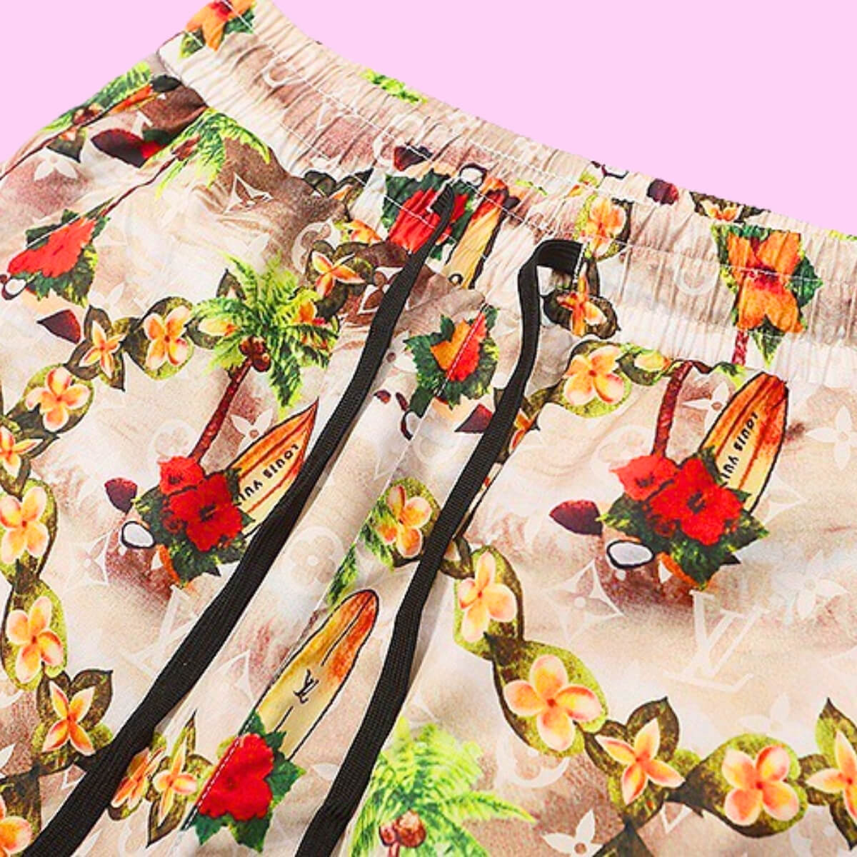 Designer Tropical Print LV Swim Shorts