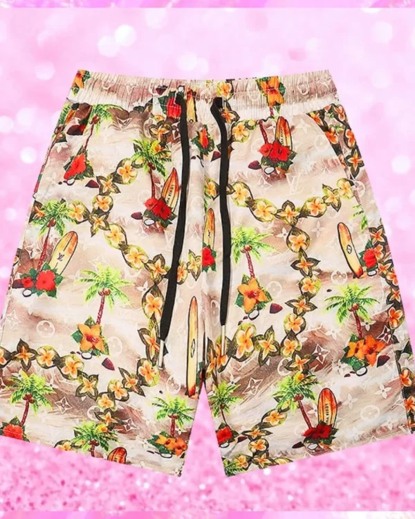 Designer Tropical Print LV Swim Shorts