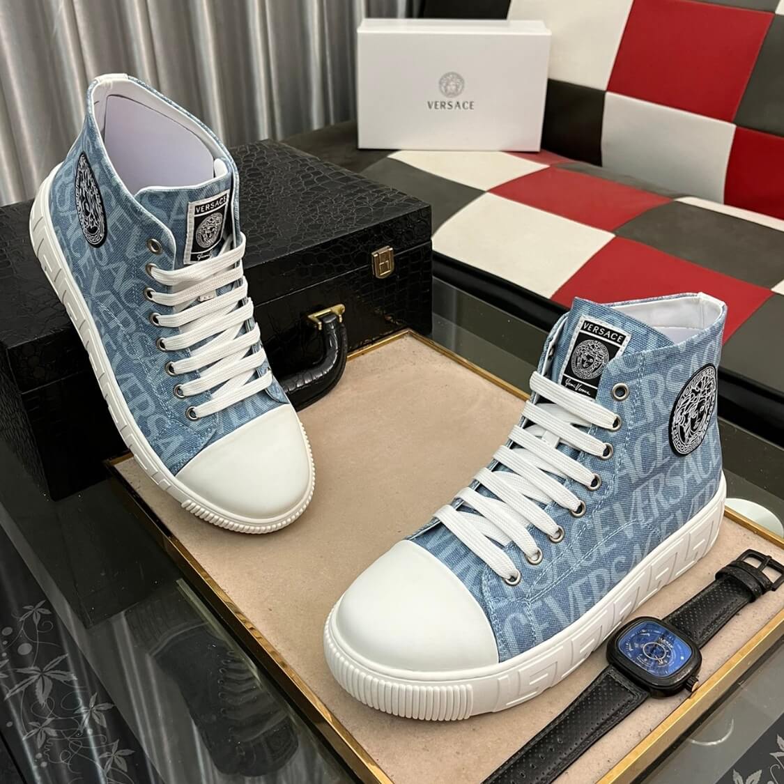 Allover Greca Canvas Sneakers 