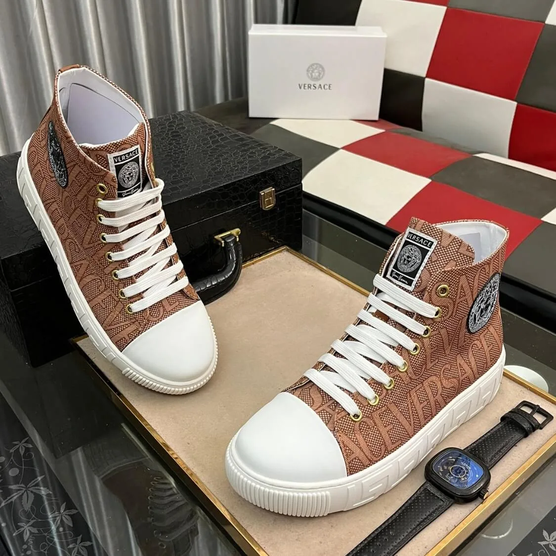 Allover Greca Canvas Sneakers