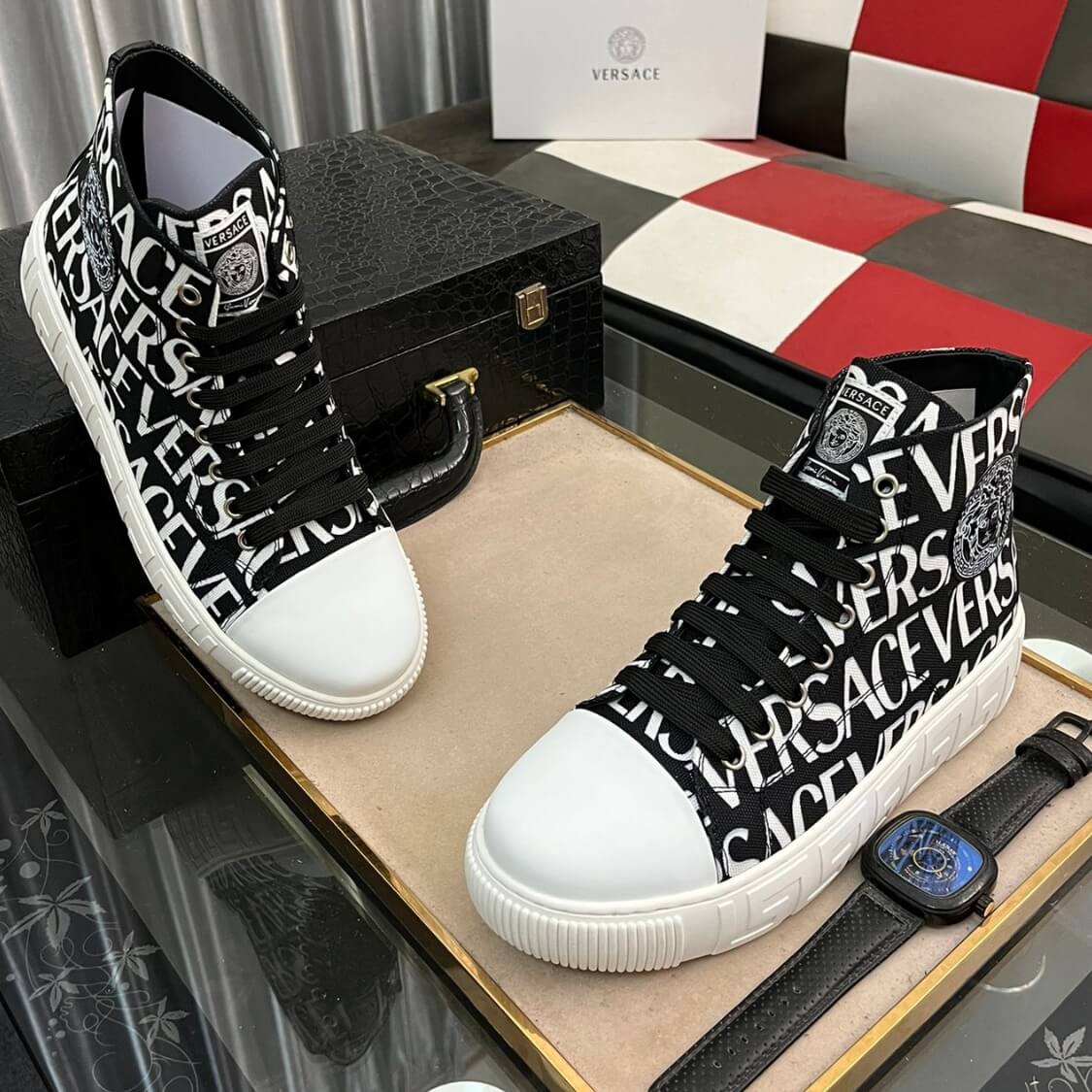Allover Greca Canvas Sneakers 