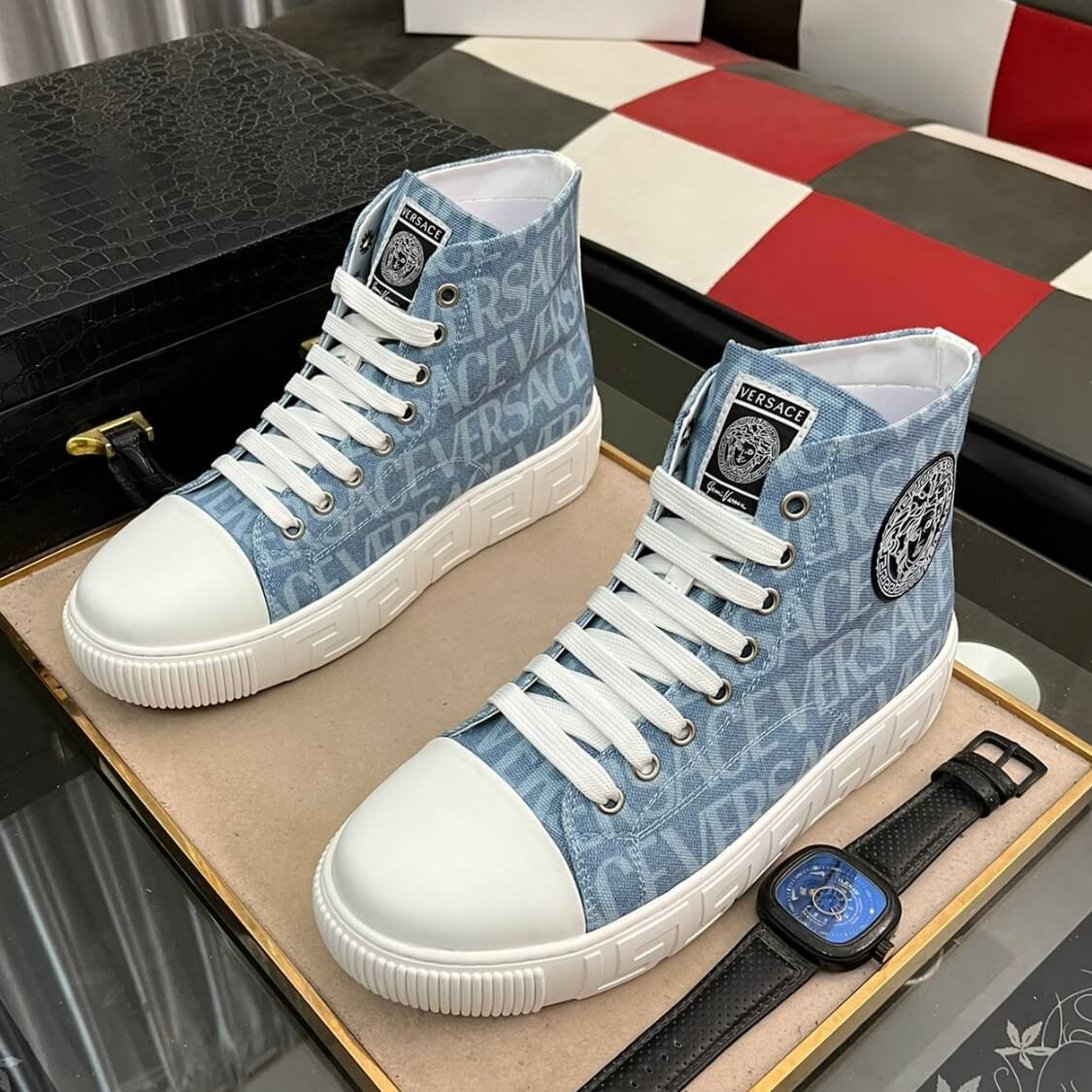 Allover Greca Canvas Sneakers 