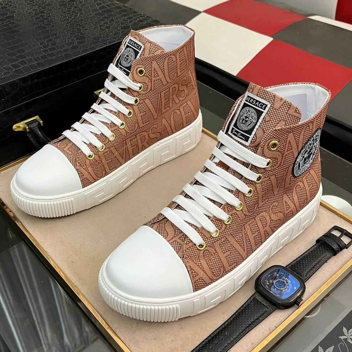 Allover Greca Canvas Sneakers