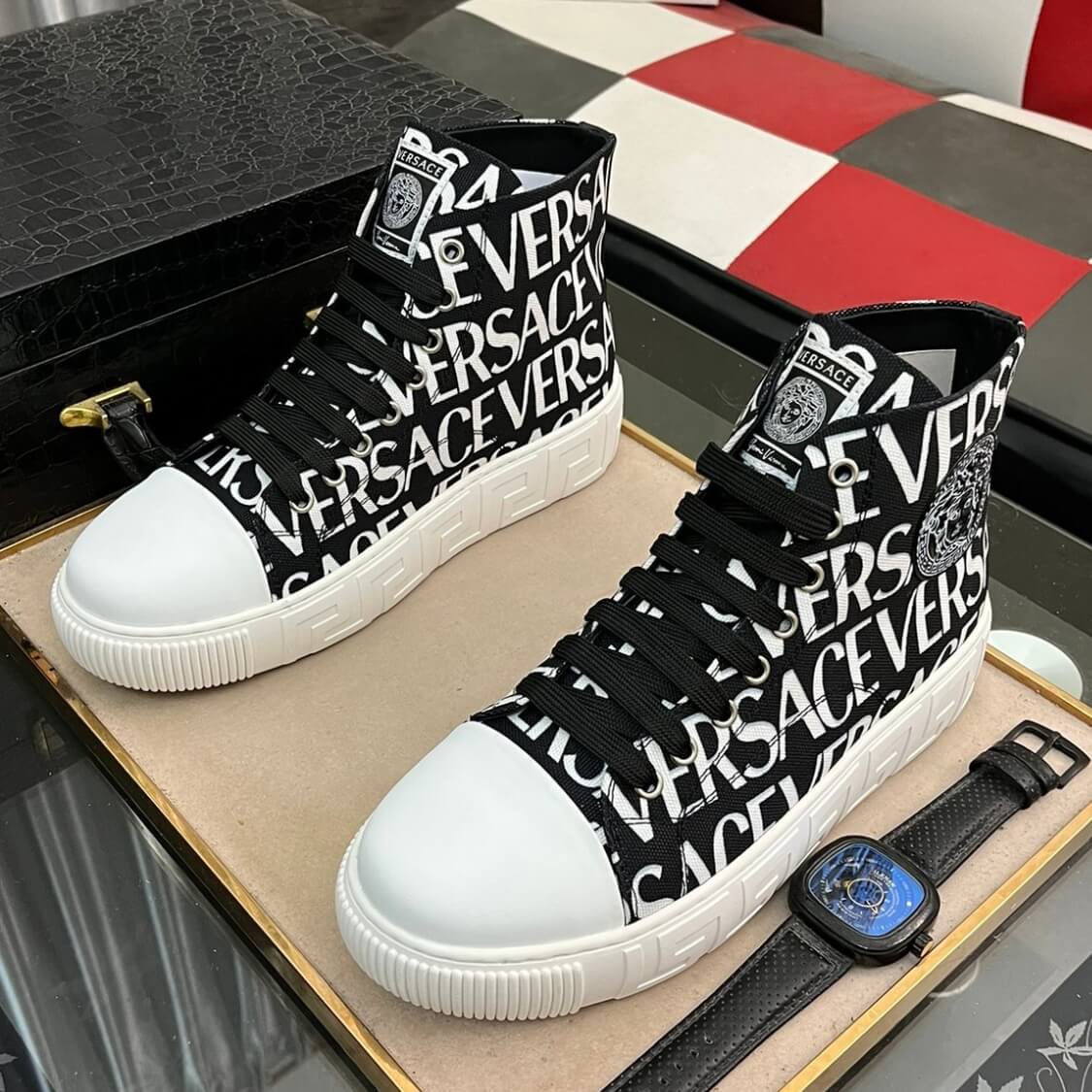 Allover Greca Canvas Sneakers