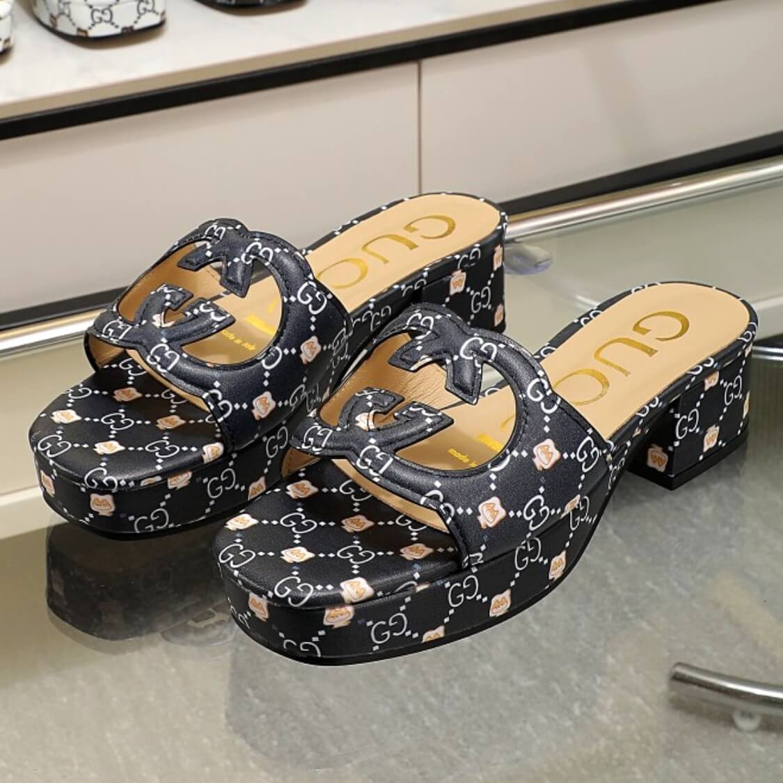 Cut Out Web Logo Mule Sandals 