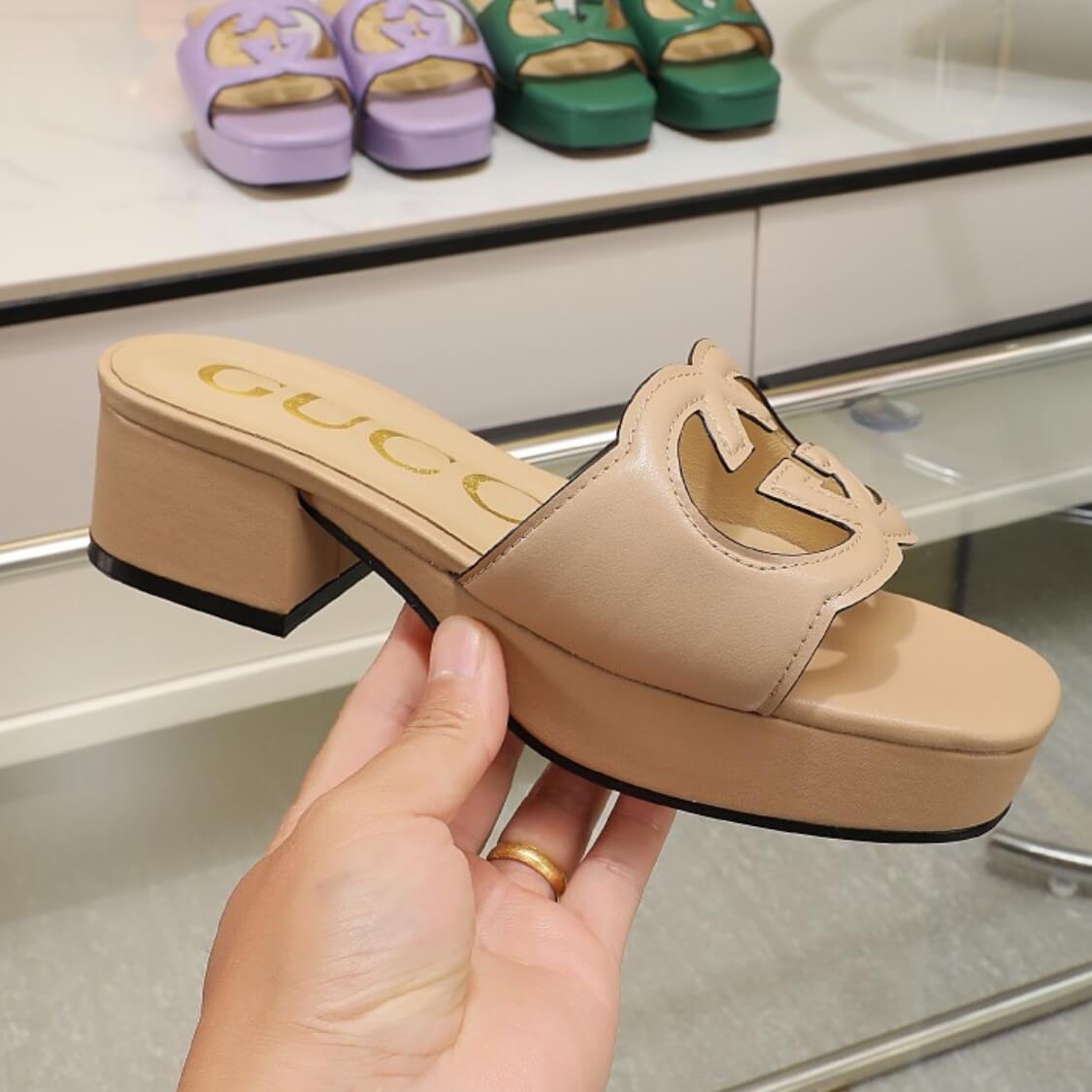 Cut Out Logo Mule Sandals