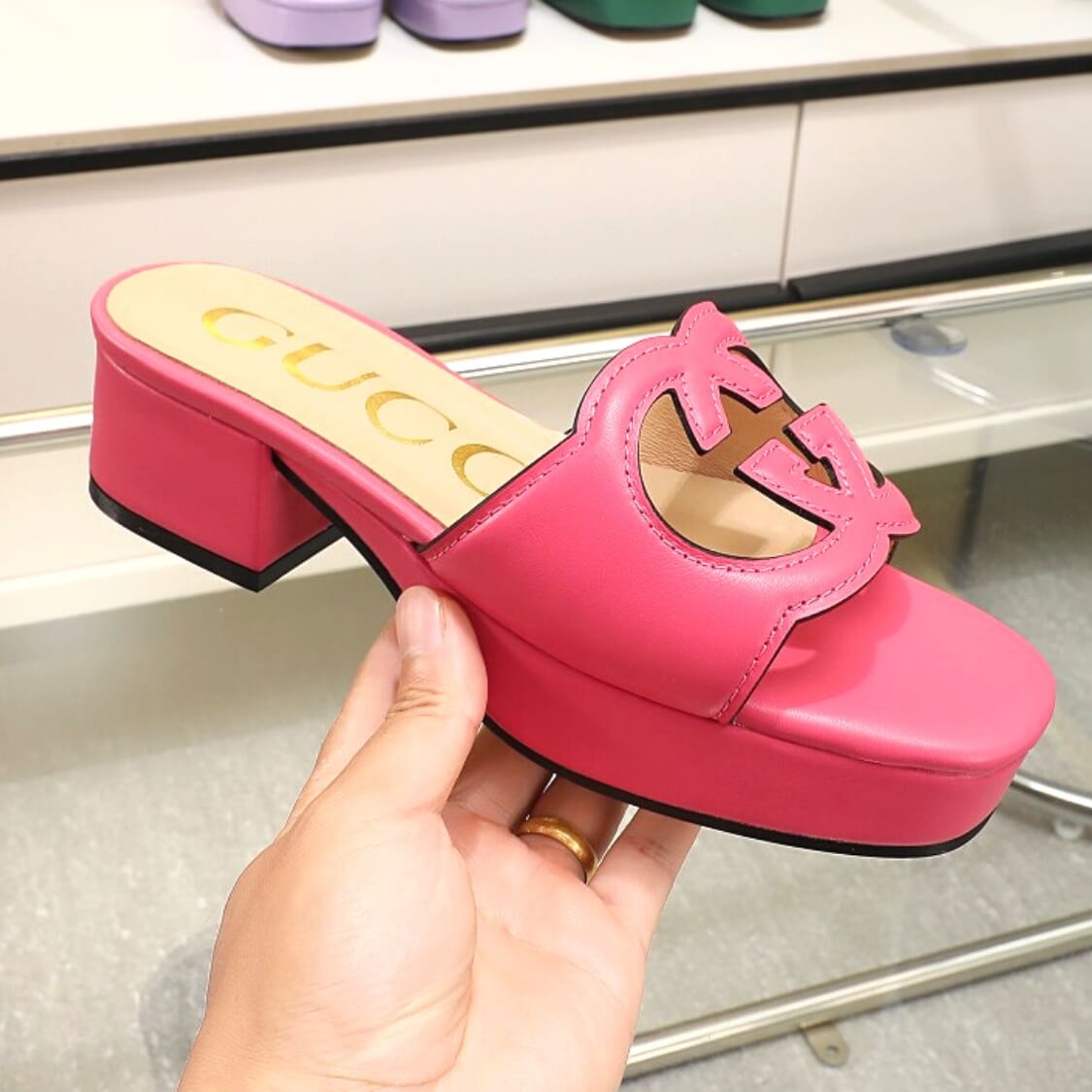 Cut Out Logo Mule Sandals