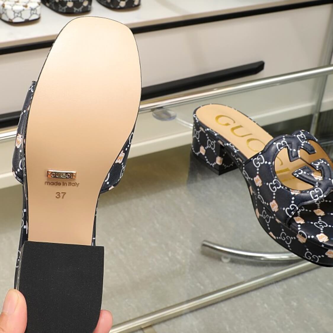 Cut Out Web Logo Mule Sandals 
