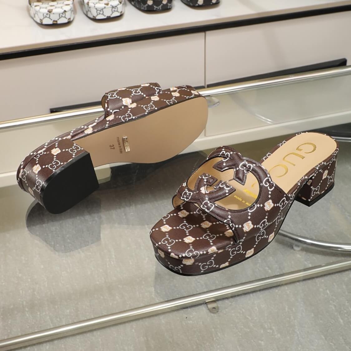 Cut Out Web Logo Mule Sandals 