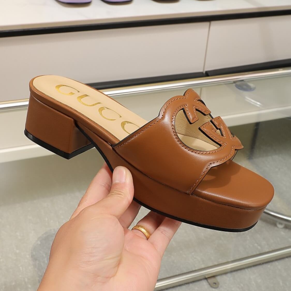 Cut Out Logo Mule Sandals