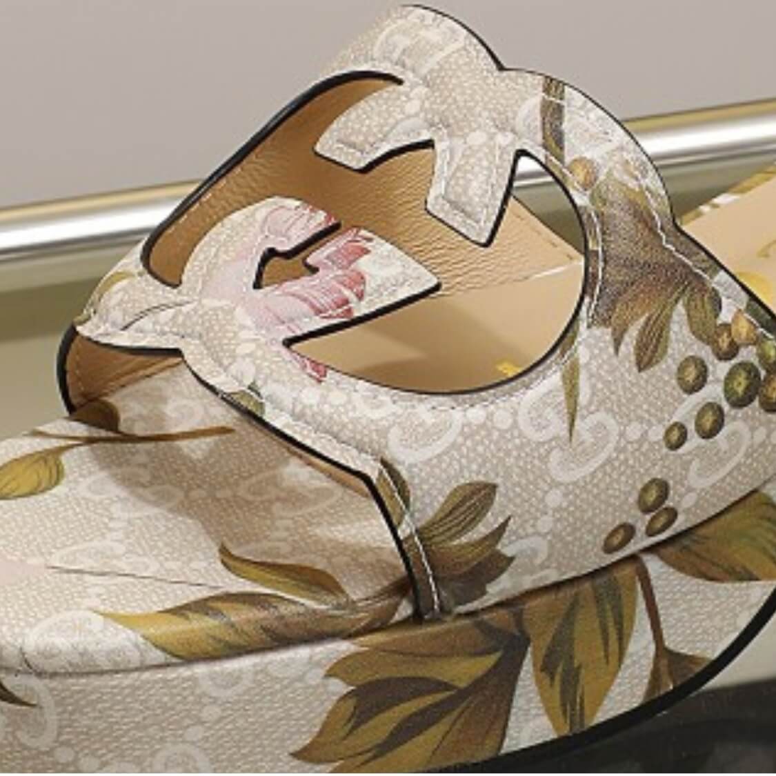 Cut Out Floral Web Logo Mule Sandals 
