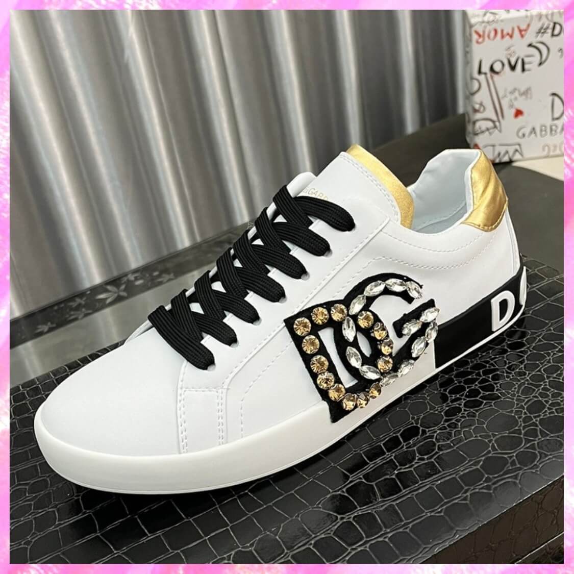 Diamond Studded Monogram Sneakers 