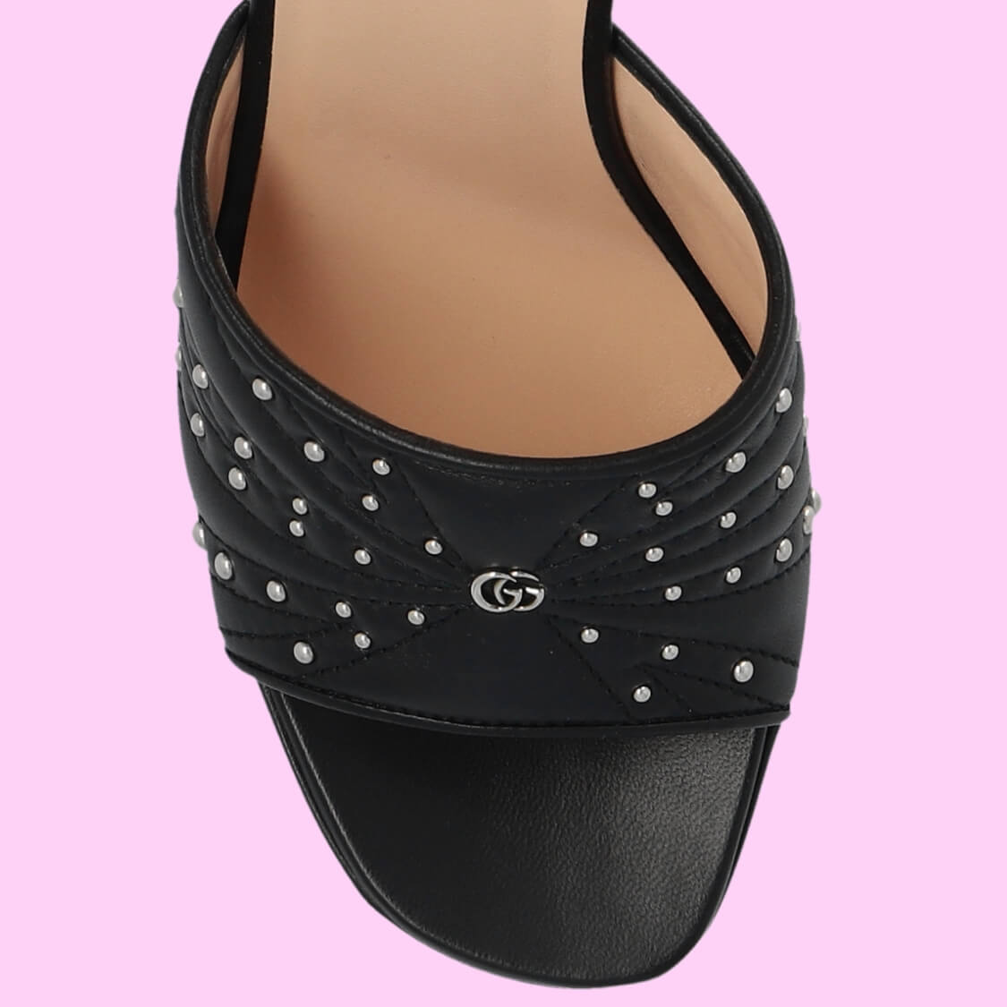 Embellished Flute Heel Mule Sandals 