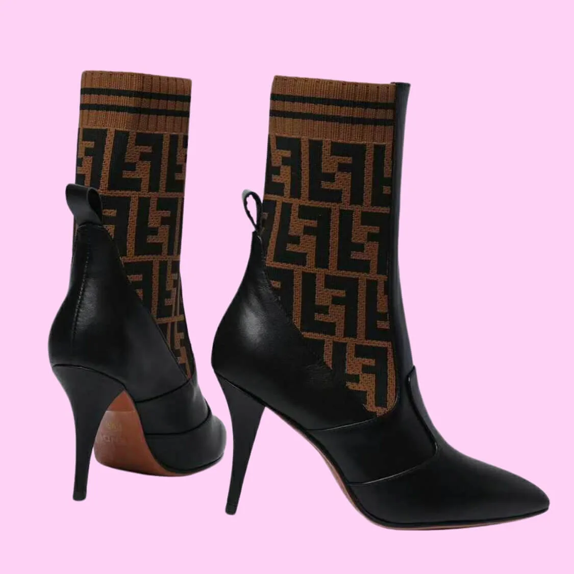 Heel Stretch Fabric Logo Silhouette Ankle Boots