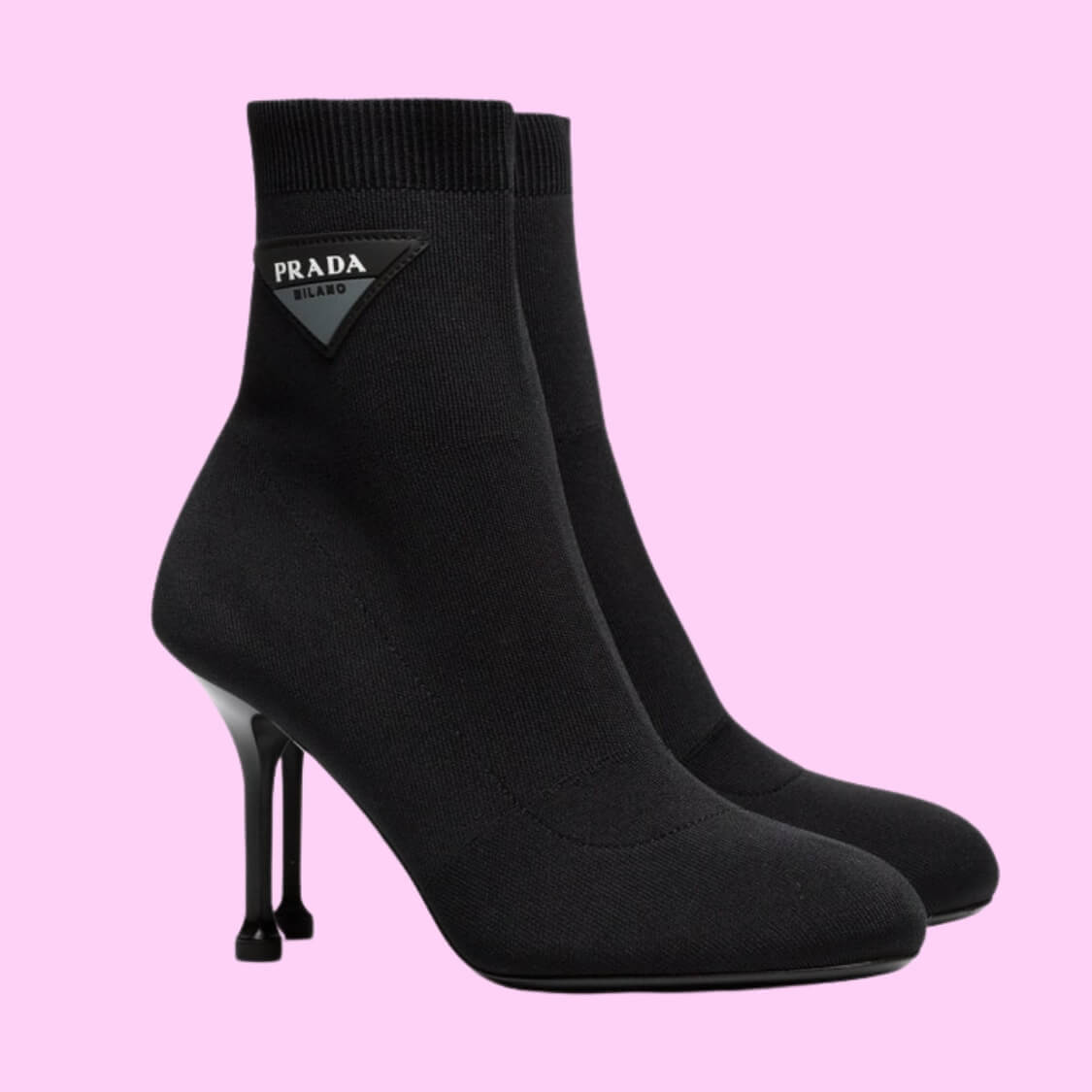 Heel Stretch Fabric Silhouette Ankle Boots 