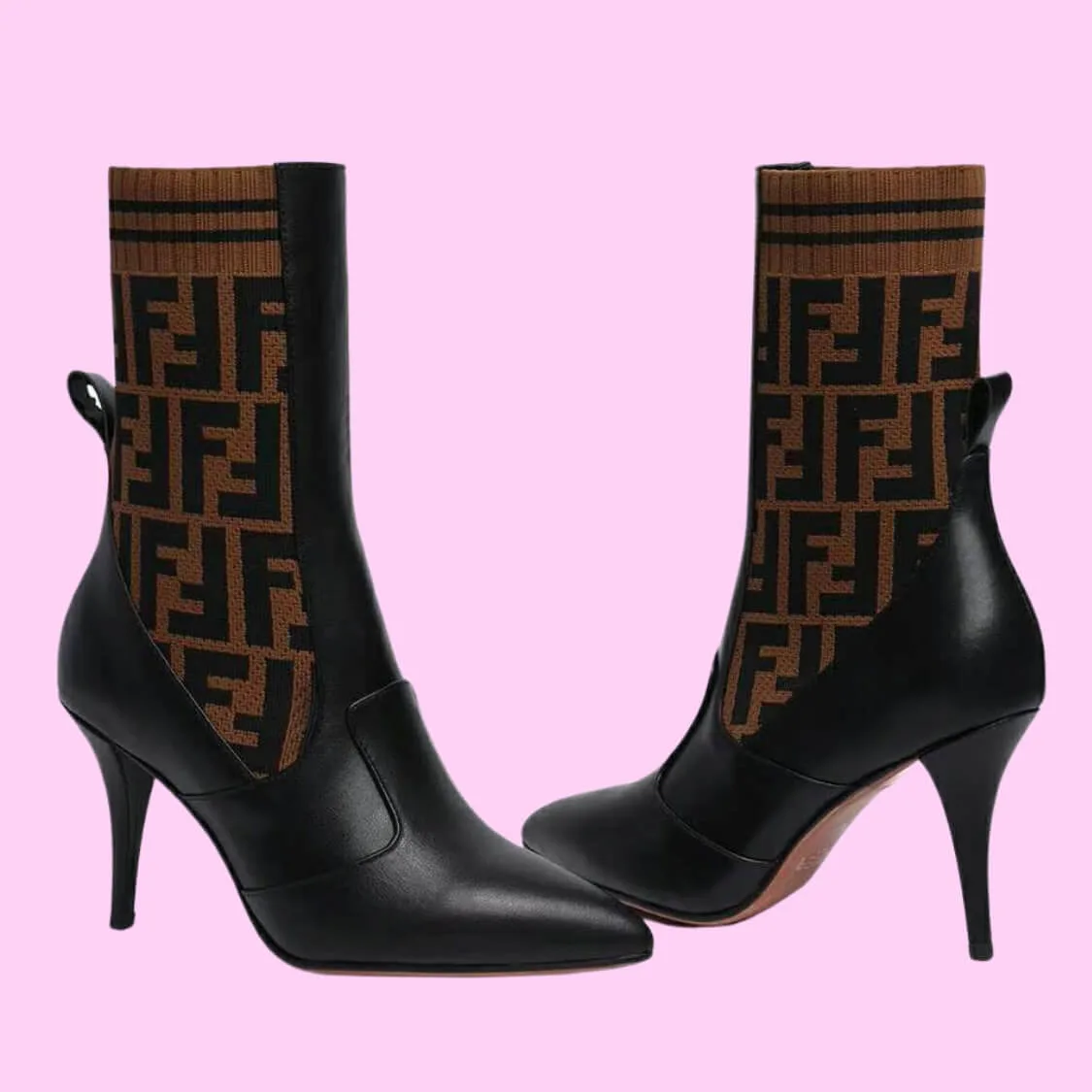 Heel Stretch Fabric Logo Silhouette Ankle Boots